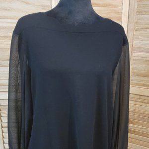 Stunning Black Sheer Sleeve Blouse by Cable & Gauge